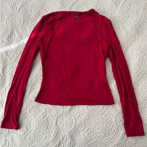 SHEIN Bold Red Long Sleeve Top